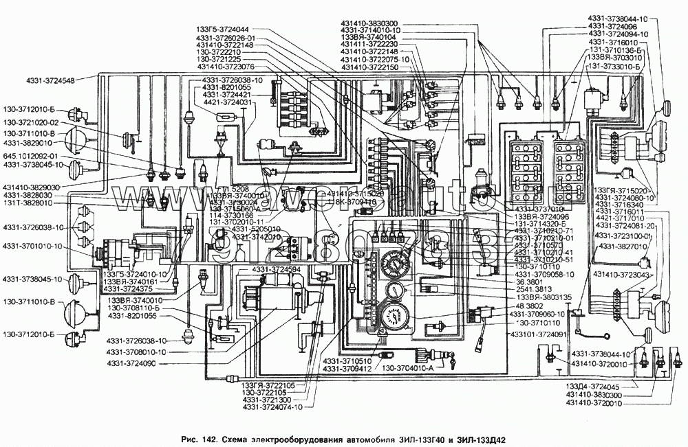 Принципиальная схема электрооборудования автомобиля ЗИЛ-130